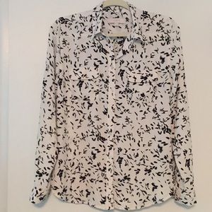 Ann Taylor Loft Off White/Black blouse Sz Med
